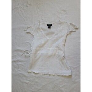 Mystique Aura Ladies Top-Size PL-white-Short Sleeves Gauze Summer Ties